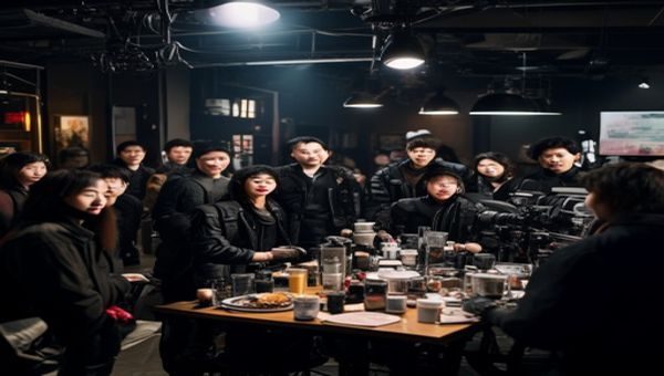 娱乐圈明星黑料片场耍大牌事件深度还原，影视拍摄现场灯光设备与工作人员忙碌场景